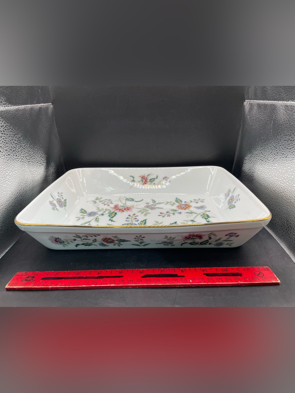 Andrea By Sadek Corona Rectangular Baking Pan Baker Gold Trim 10 Inch 1996 VTG